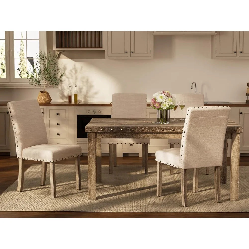 Rustic Farmhouse Dining Table Set for 6 with Chairs - Happy Home Retreat