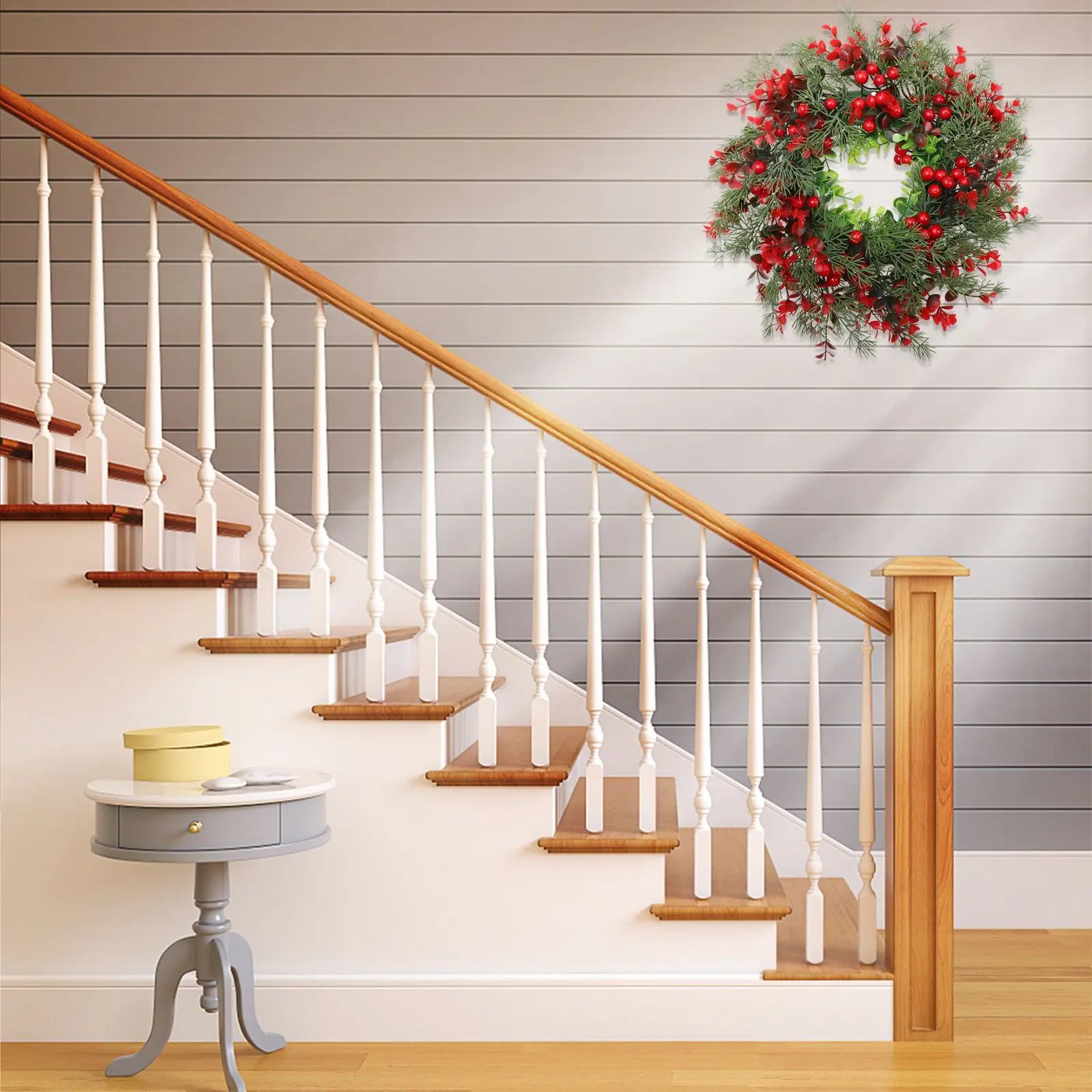 Winter Berry Christmas Wreath Artificial for Door Porch - Happy Home Retreat