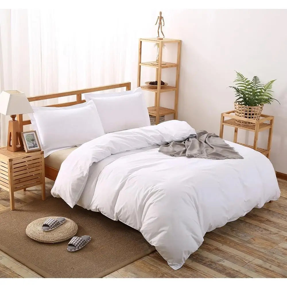 100 Cotton Duvet Cover Set Hidden Zipper Closure Ultra Soft Breathable Durable Queen Full Comforter Cover with Pillow Shams - Happy Home Retreat