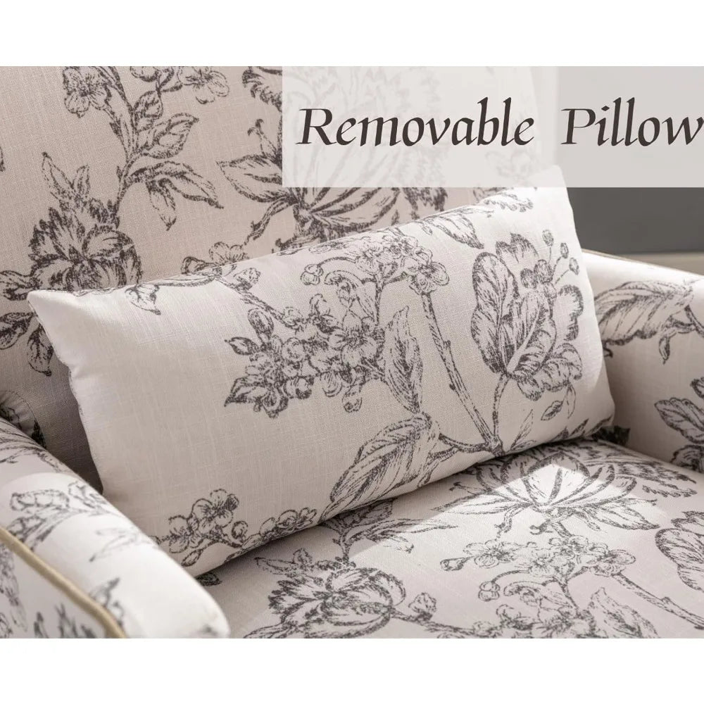 Mid Century Floral Accent Chair Upholstered Reading Chair - Happy Home Retreat