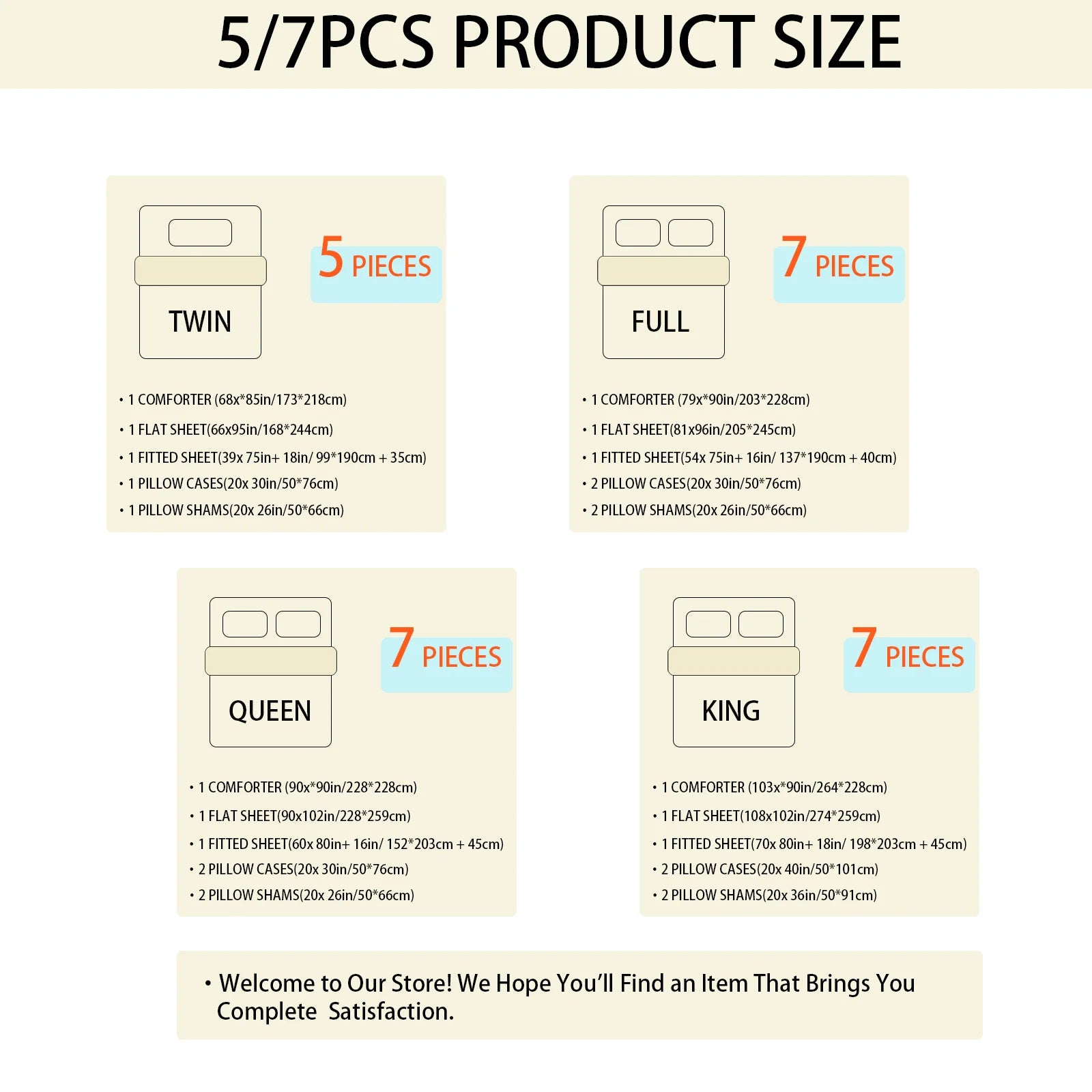 Striped  Comforter Set-7 Pieces in a Bag, Bedding Sets with Comforters,Flat Sheets, Fitted Sheet,2 Pillowcases & 2 PillowShams - Happy Home Retreat