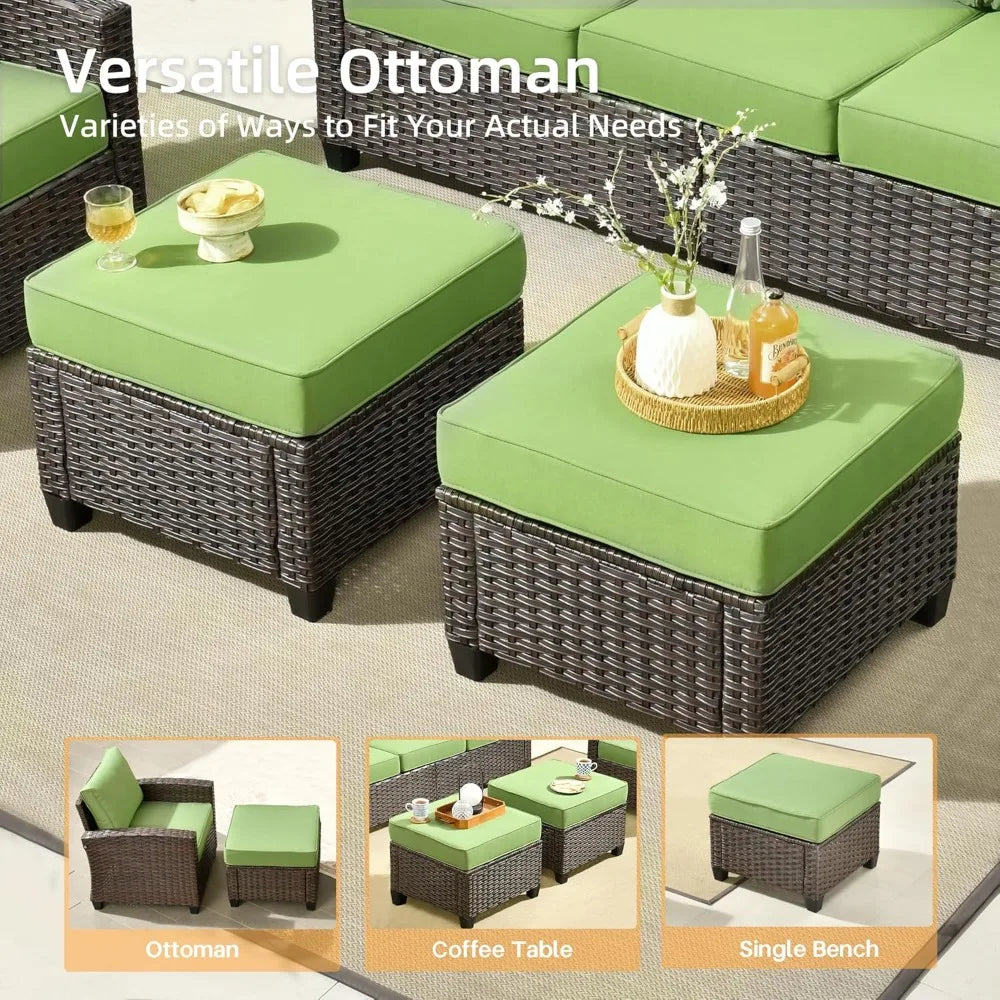 Patio Furniture Set 5 Pieces Outdoor Wicker Rattan Sofa with Chairs All Weather High Back Conversation Set - Happy Home Retreat