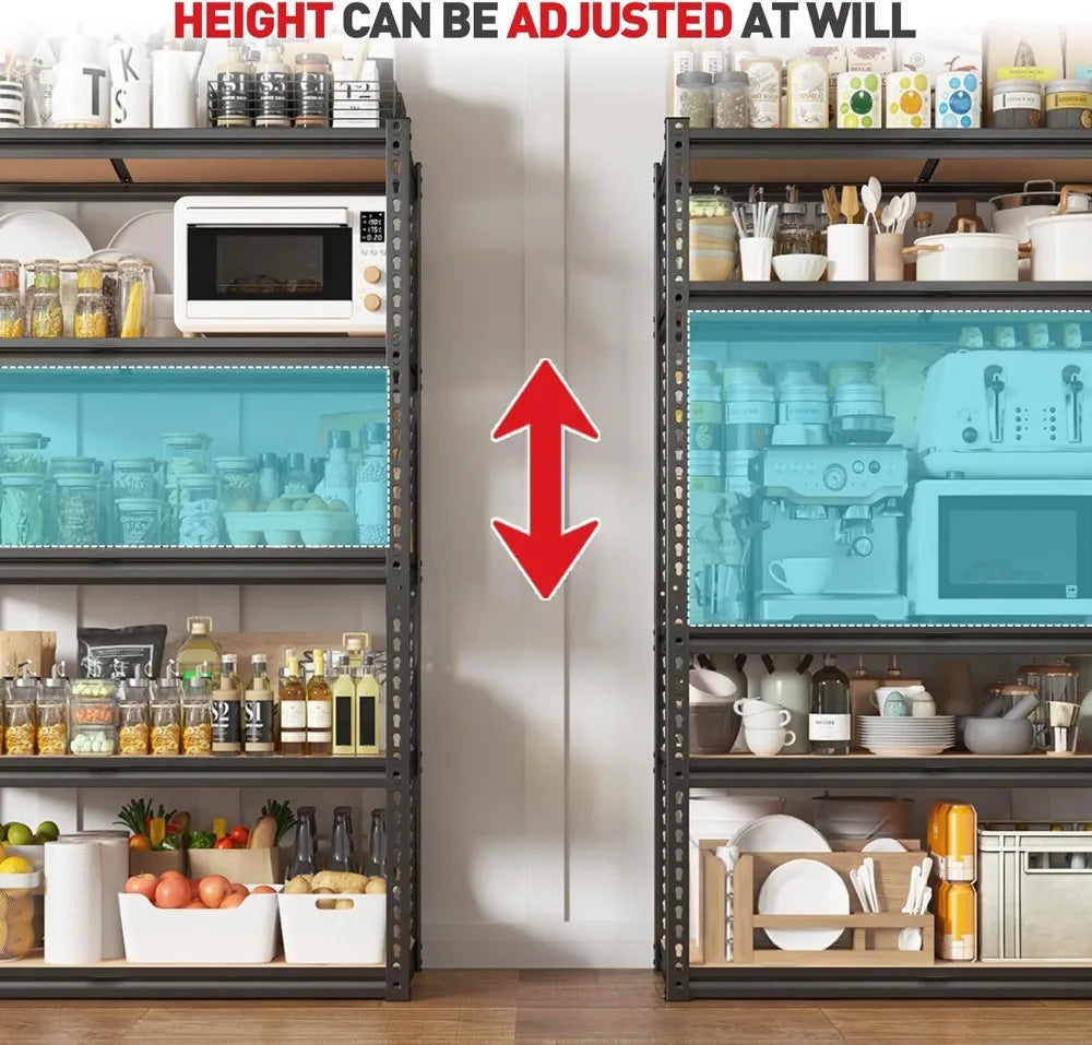 5 Tier Heavy Duty Adjustable Metal Storage Shelves for Garage Basement and Warehouse - Happy Home Retreat