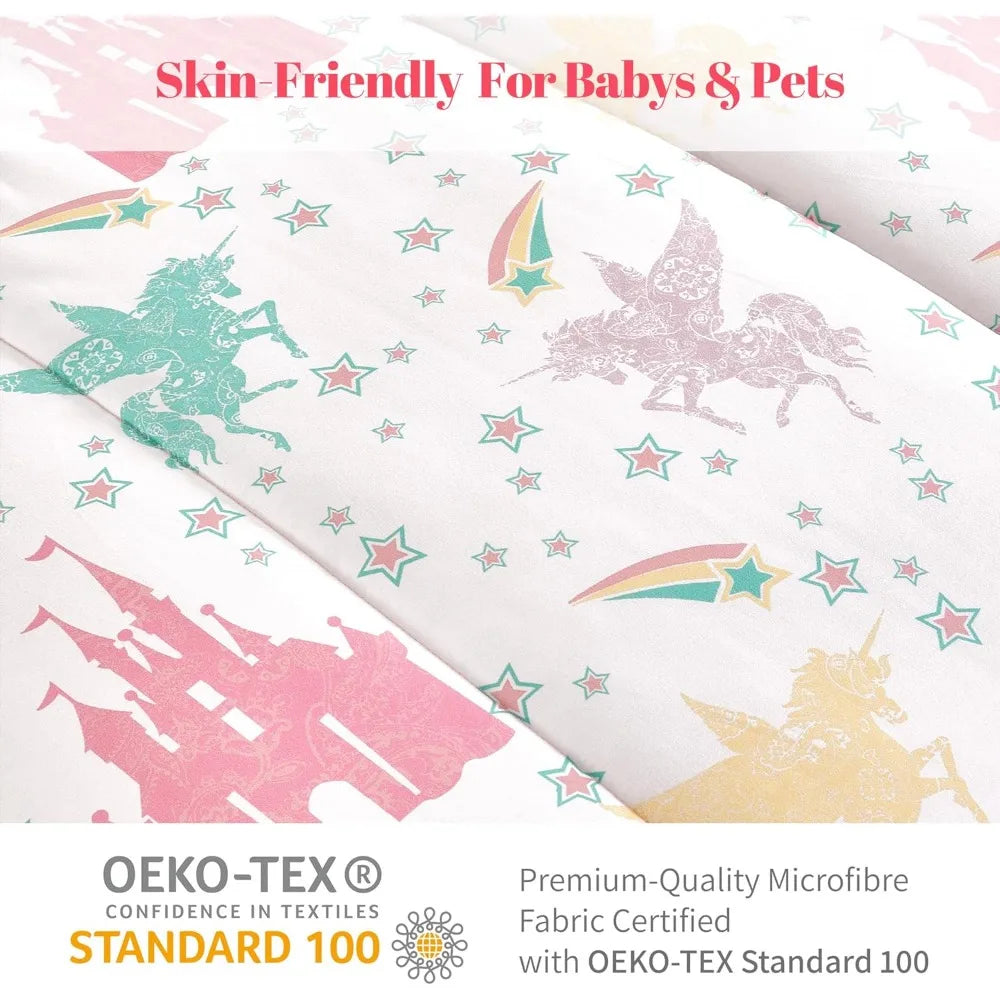 7 Pieces Queen/Full Size Kids Comforter Set, 7-Piece Bed in a Bag All-Season Microfiber Kids' Comforter, Fitted Sheet, Flat - Happy Home Retreat