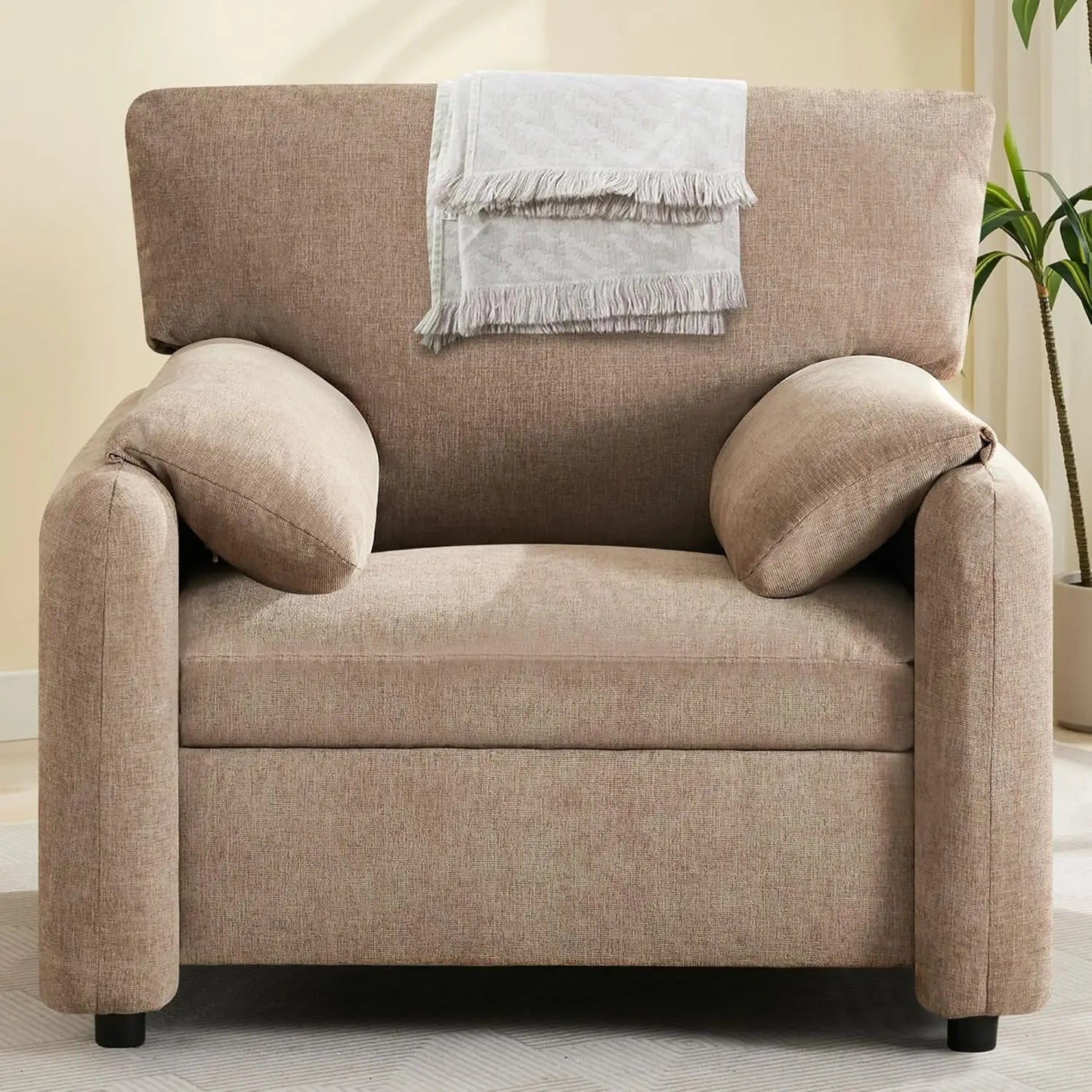 Pink Oversized Living Room Chair Chenille Upholstered - Happy Home Retreat