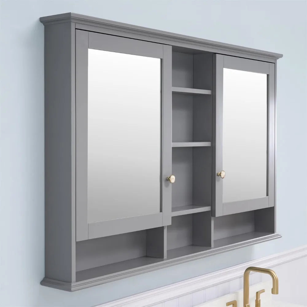 Wall Mounted Bathroom Cabinet Waterproof Mirror Soft Hinge Easy To Install Environmentally Friendly Wood Bathroom Cabinet - Happy Home Retreat